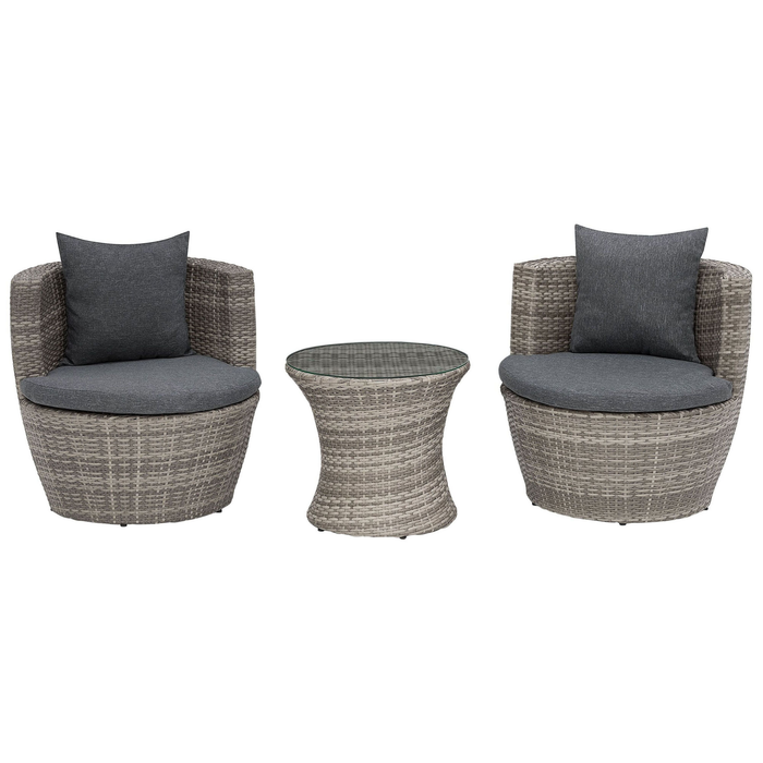 Beliani - CAPRI - Bistroset voor 2 - Grijs - PE rotan