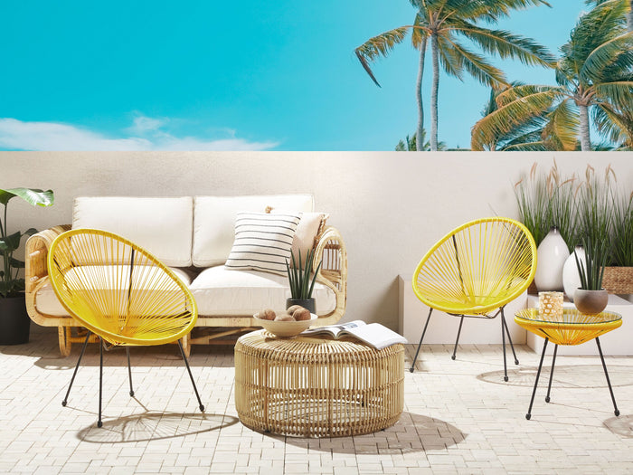 Beliani - ACAPULCO II - Bistroset voor 2 - Geel - PE rotan