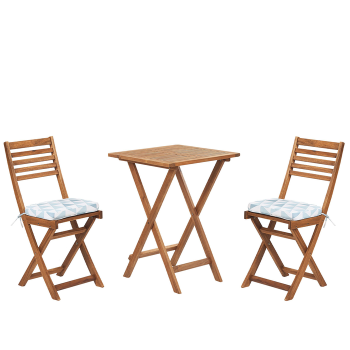 Beliani-FIJI-Bistroset voor 2-Lichte houtkleur |Blauw-Acaciahout