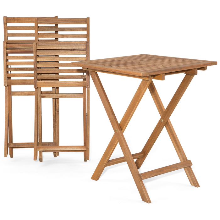 Beliani-FIJI-Bistroset voor 2-Lichte houtkleur |Blauw-Acaciahout