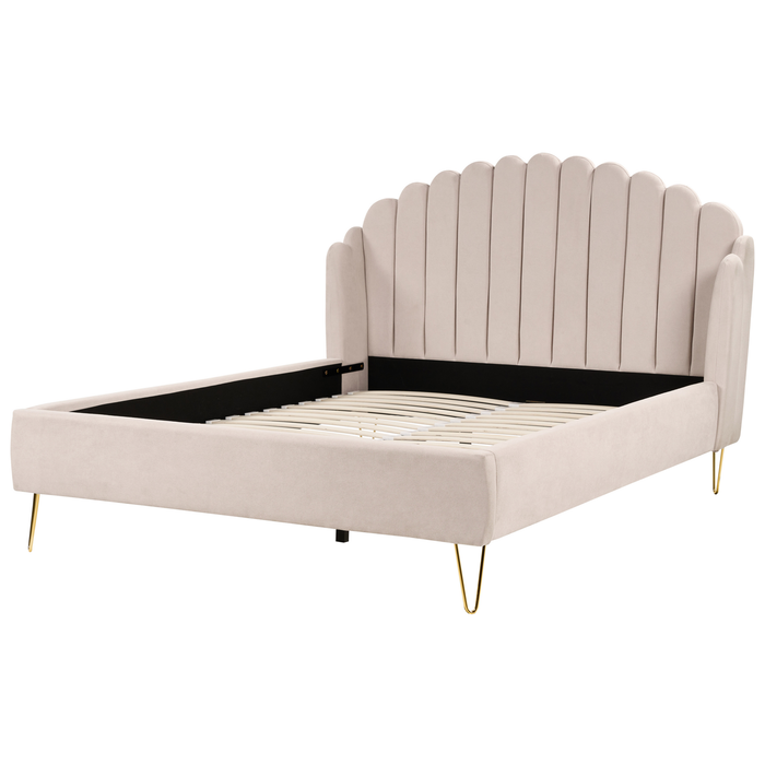 Beliani - AMBILLOU - Bed - Lichtbeige - 160 x 200 cm - Polyester