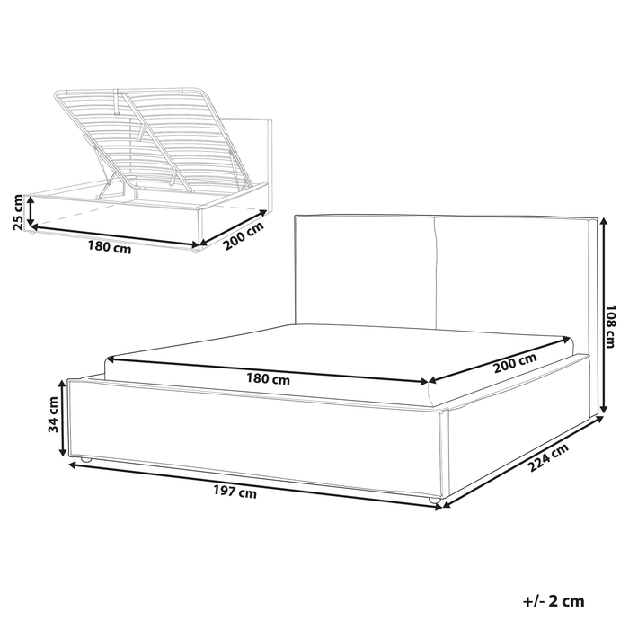 Beliani - MOISSAC - Bed - Taupe - 180 x 200 cm - Polyester
