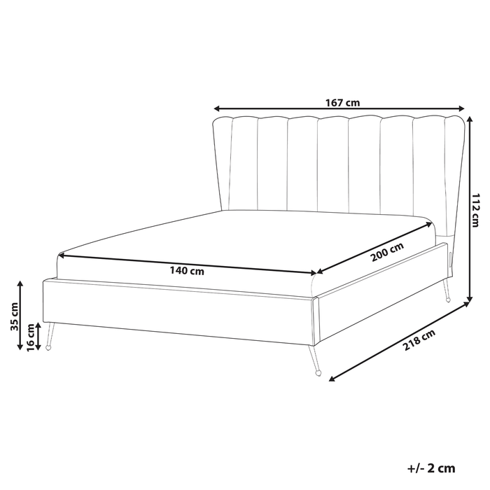 Beliani - MIRIBEL - Tweepersoonsbed - Roze - 140x200 - Fluweel