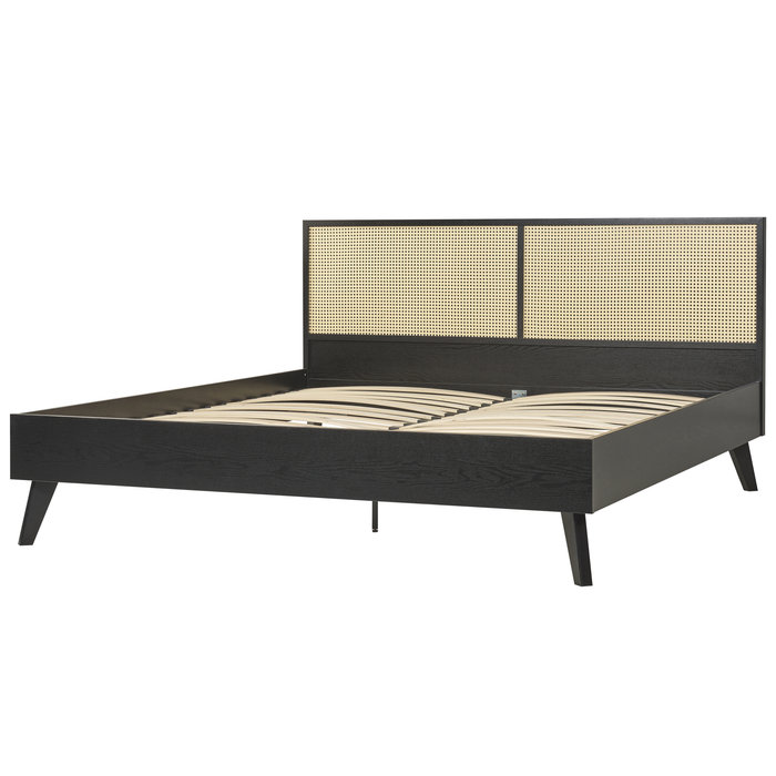 Beliani-MONPAZIER -Tweepersoonsbed-Zwart-180 x 200 cm-Populierhout