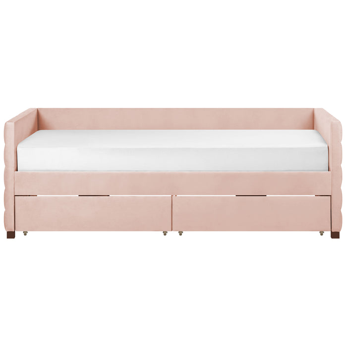 Beliani - MARRAY - Slaapbank - Pastelroze - 90 x 200 cm - Fluweel