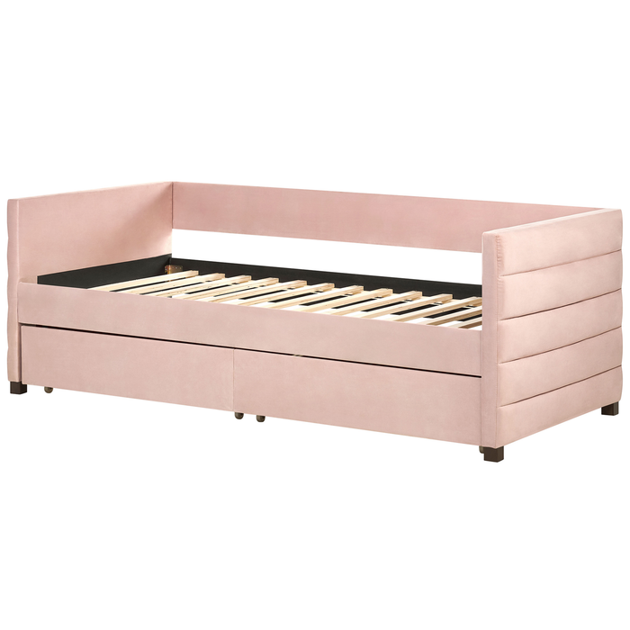 Beliani - MARRAY - Slaapbank - Pastelroze - 90 x 200 cm - Fluweel