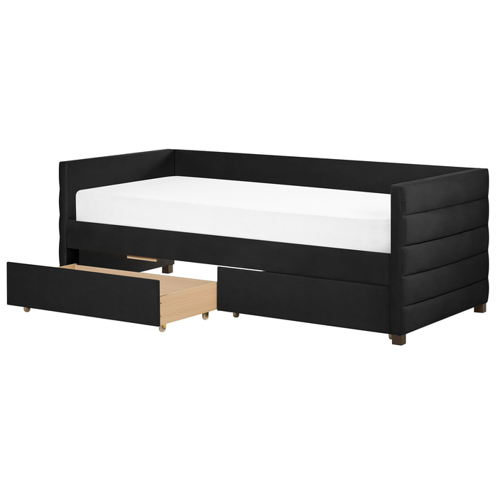 Beliani - MARRAY - Slaapbank - Zwart - 90 x 200 cm - Fluweel