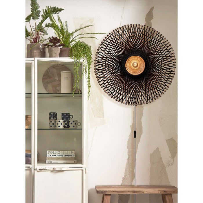GOOD&MOJO Kalimantan Wandlamp Rond - Ø87cm - Zwart / Bamboe