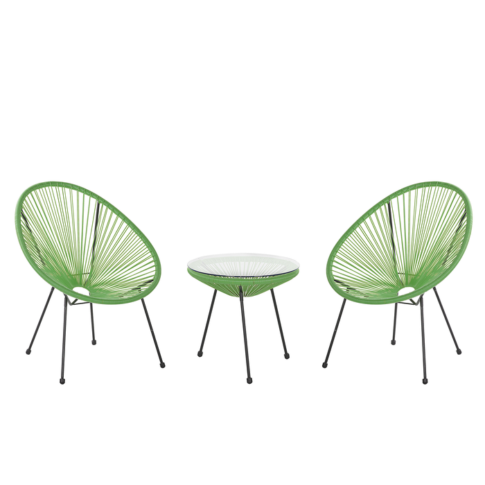 Beliani - ACAPULCO II - Bistroset voor 2 - Groen - PE rotan