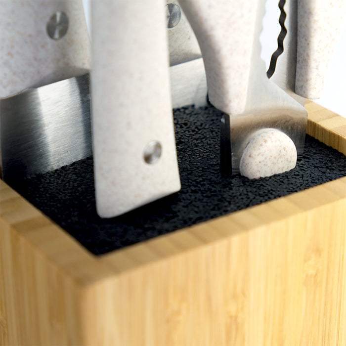 Homey's Vitt Keukenset - 5-delig - Messenblok met Schaar - Tarwegras