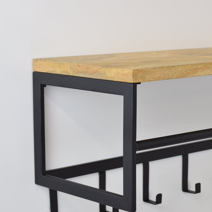 LOFT42 Kapstok Ivory - Hout – Metaal – 6 haken en Roede - 80x36x30