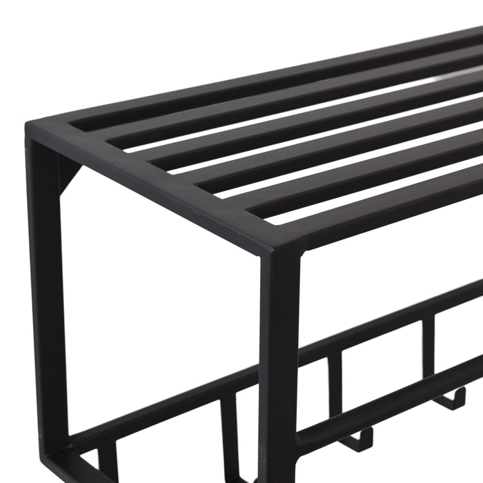 LOFT42 Kapstok Ary - Zwart – Metaal – 6 haken en Roede - 80x40x30