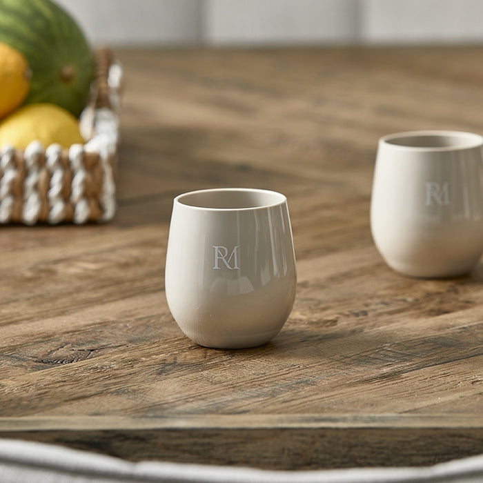 Riviera Maison Waterglazen set Beige - Monogram Outdoor 2 stuks