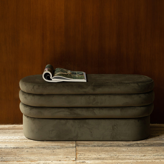 Dutchbone Aditi Bankje - B 93 cm - Donkergroen