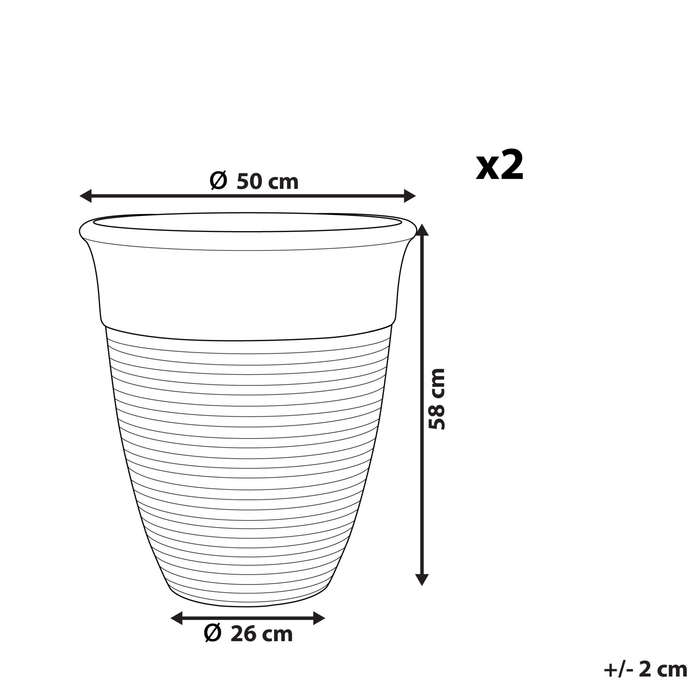 Beliani - KATALIMA - Bloempot set van 2 - Grijs - 50 cm - Stenenmix