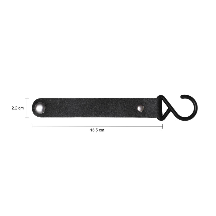 QUVIO ophanghaak met leren bandje - Zwart