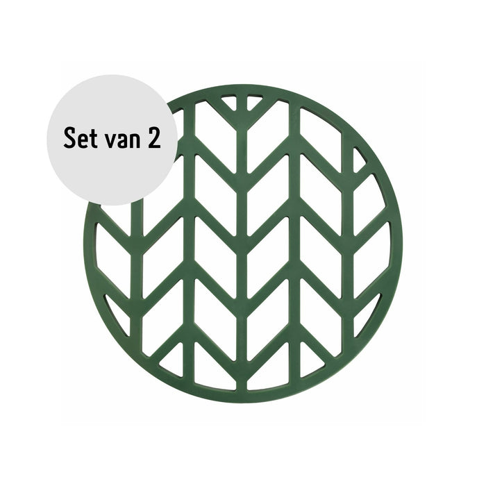 Krumble Pannenonderzetter met pijlen patroon - Groen - Set van 2