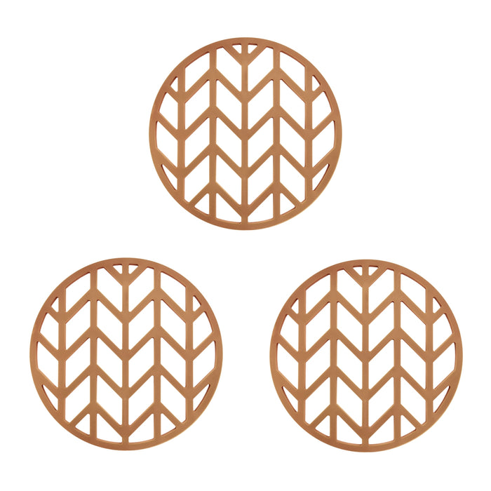 Krumble Pannenonderzetter met pijlen patroon - Bruin - Set van 3