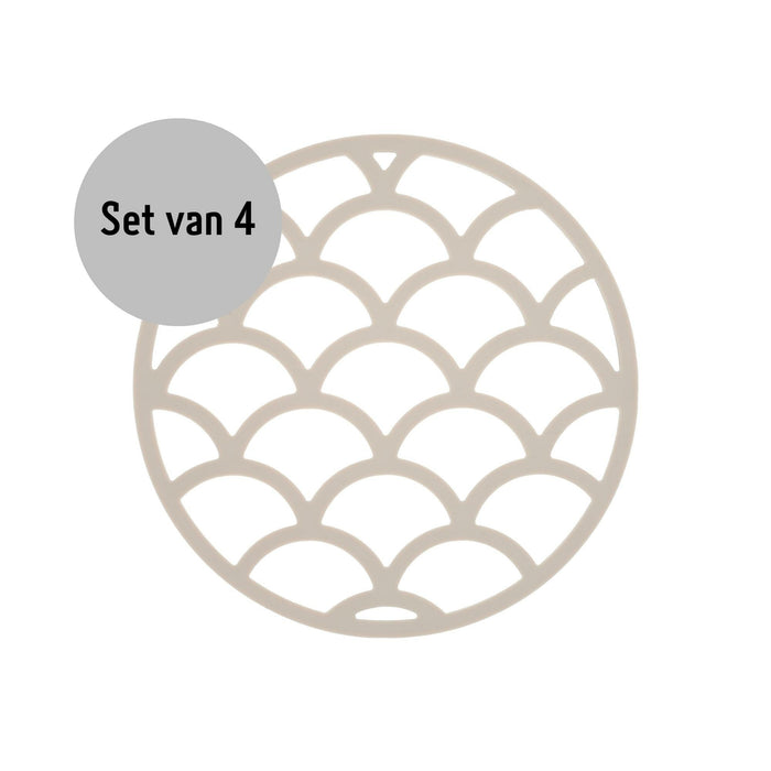Krumble Pannenonderzetter met schubben patroon - Beige - Set van 4