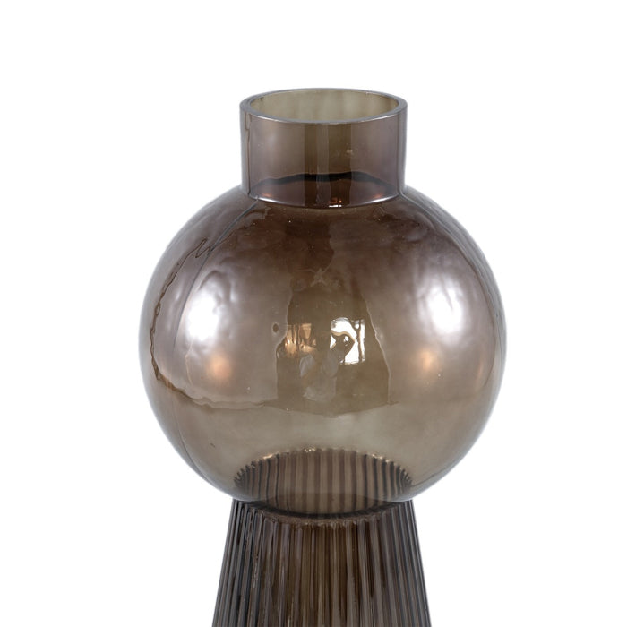 PTMD Ricca Brown glass vase bulb and cone base round L