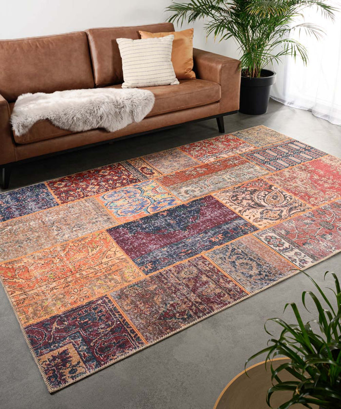 Heritaged Patchwork vloerkleed - Fade Heritage blauw|multi - 140x200
