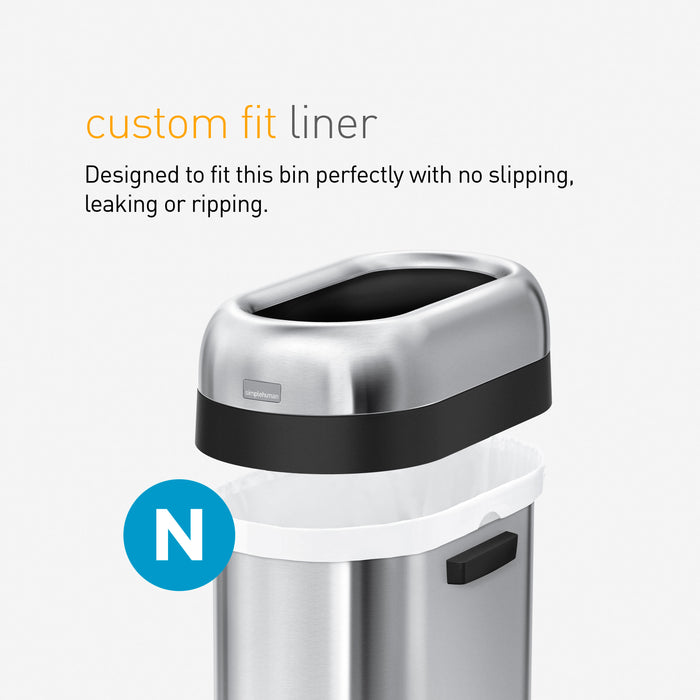 Simplehuman Afvalemmer Bullet Open Top RVS Slimline, 50 liter