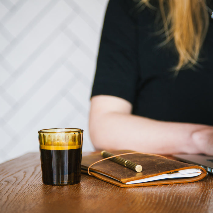 Brût Homeware, Set van 6, Espresso Glas 7 CL, amber bruin