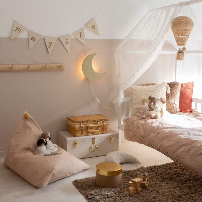 Houten wandlamp kinderkamer | Maan - goud