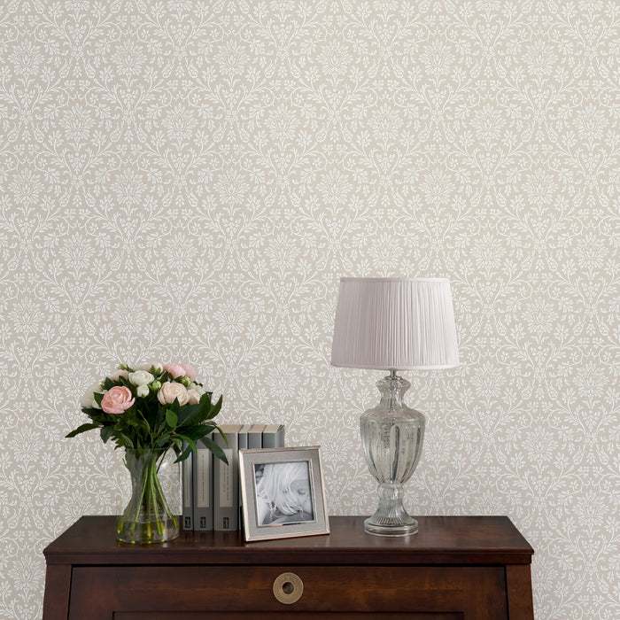 Laura Ashley Annecy Behang - Bloemen - 10mx52cm - Grijs