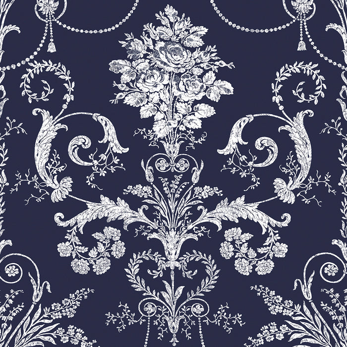 Laura Ashley Josette Behang - Bloemen - 10mx52cm - Blauw