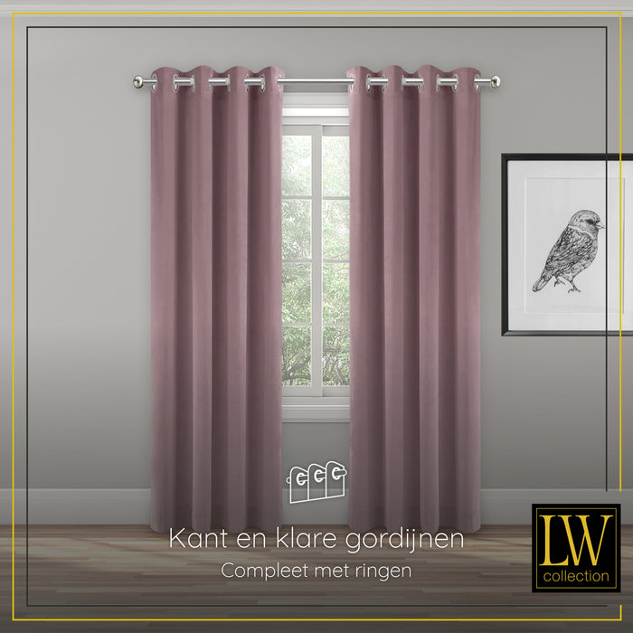 LW Collection Kant en klaar gordijnen roze 290x270cm