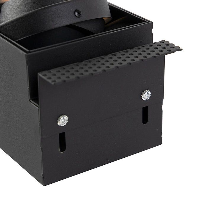 QAZQA Inbouwspot zwart GU10 AR70 trimless 2-lichts - Oneon