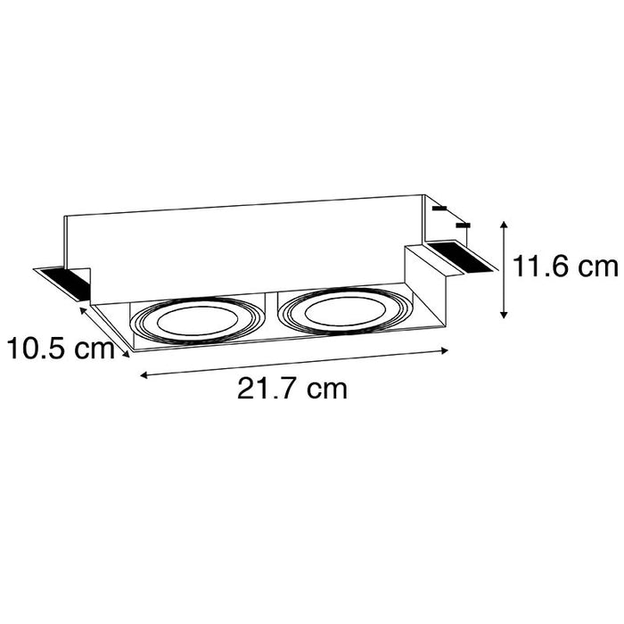 QAZQA Inbouwspot zwart GU10 AR70 trimless 2-lichts - Oneon