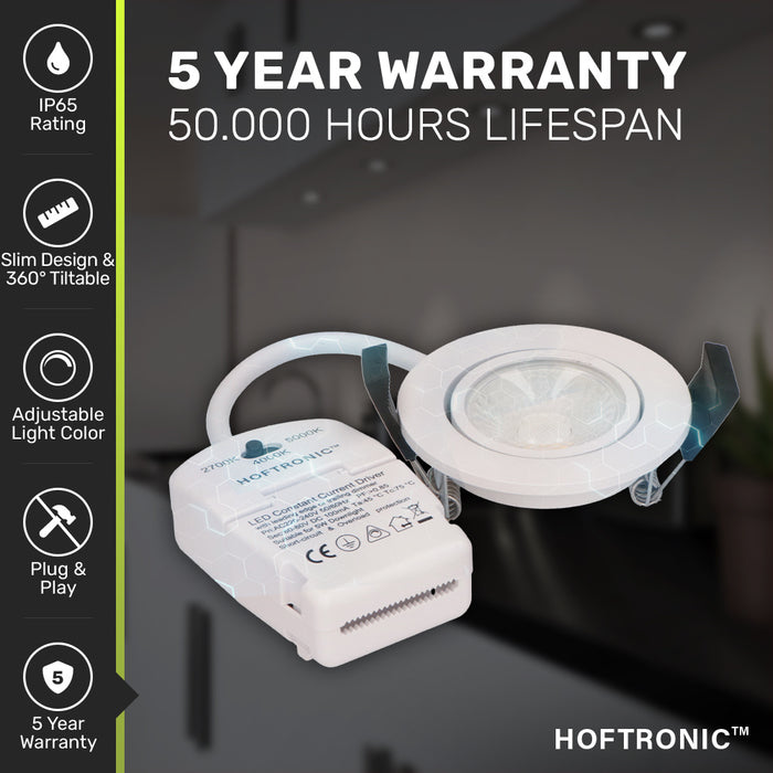 HOFTRONIC Sierra - LED Inbouwspots Badkamer IP65 Wit