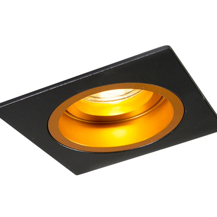 QAZQA Inbouwspot zwart met goud 9,3 cm draai- en kantelbaar - Chuck