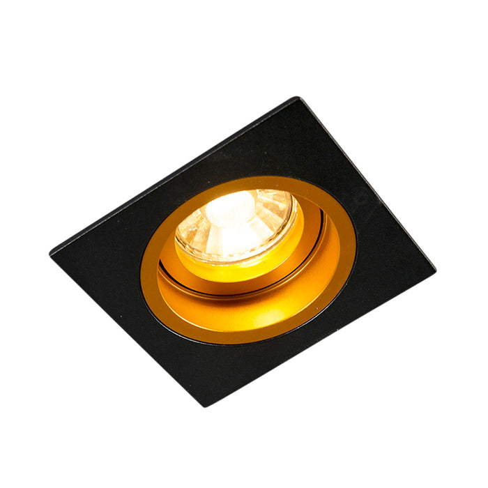 QAZQA Inbouwspot zwart met goud 9,3 cm draai- en kantelbaar - Chuck