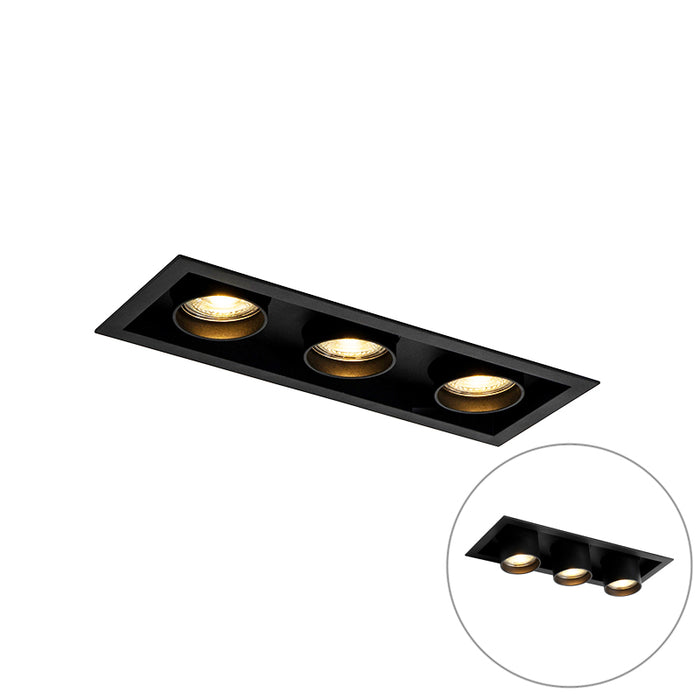 QAZQA Moderne inbouwspot zwart verstelbaar 3-lichts - Roof