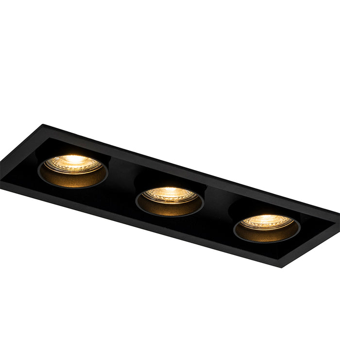 QAZQA Moderne inbouwspot zwart verstelbaar 3-lichts - Roof
