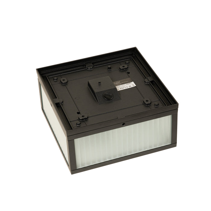 QAZQA Buiten plafondlamp zwart met ribbel glas 2-lichts IP44 -