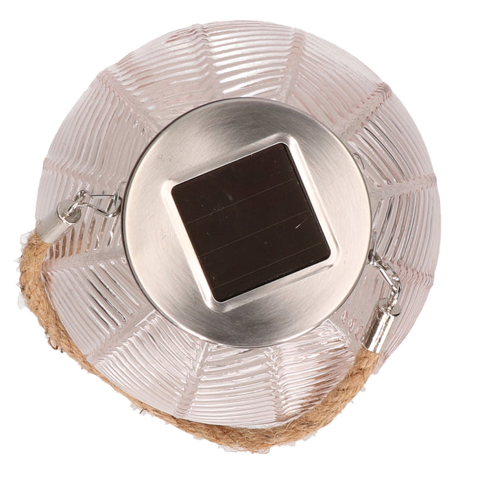 Anna's Collection Lantaarn - solar - roze - glas - 16 cm