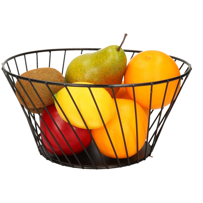 Excellent Houseware Fruitmand - metaal - zwart - 26 cm