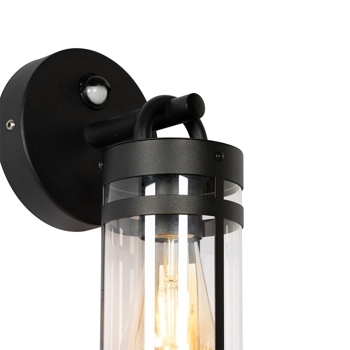 QAZQA Buiten wandlamp zwart IP44 met bewegingssensor - Ruben