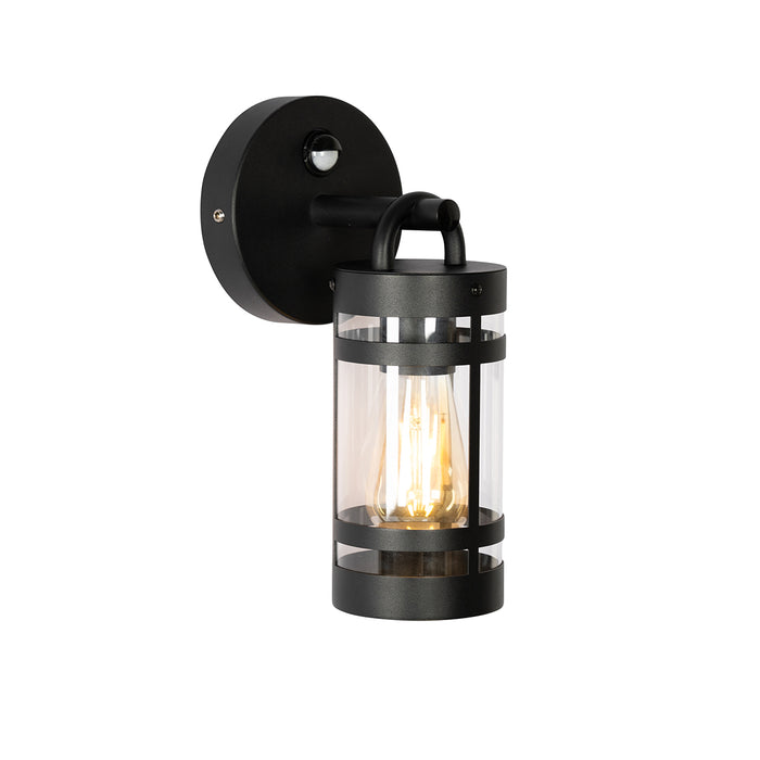 QAZQA Buiten wandlamp zwart IP44 met bewegingssensor - Ruben