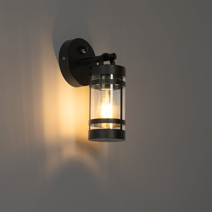 QAZQA Buiten wandlamp zwart IP44 met bewegingssensor - Ruben