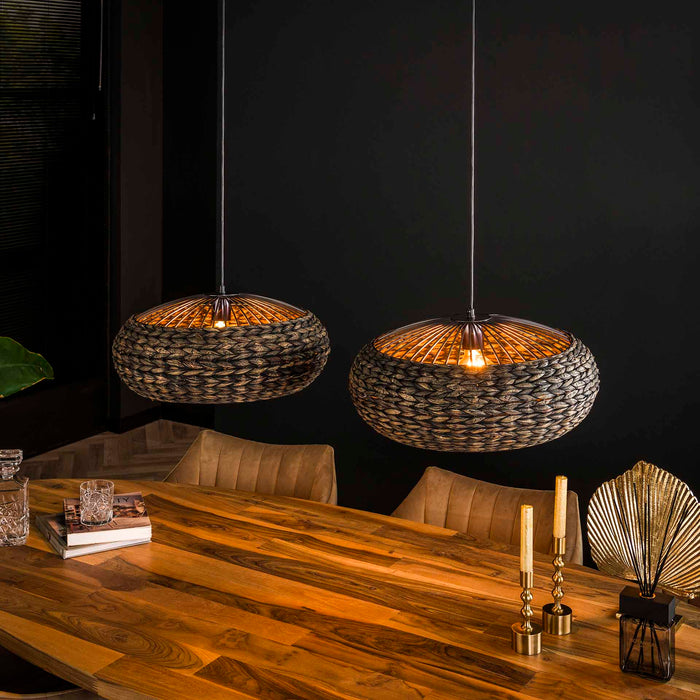 by fonQ Gina Hanglamp - Schijf - Zwart/Nikkel