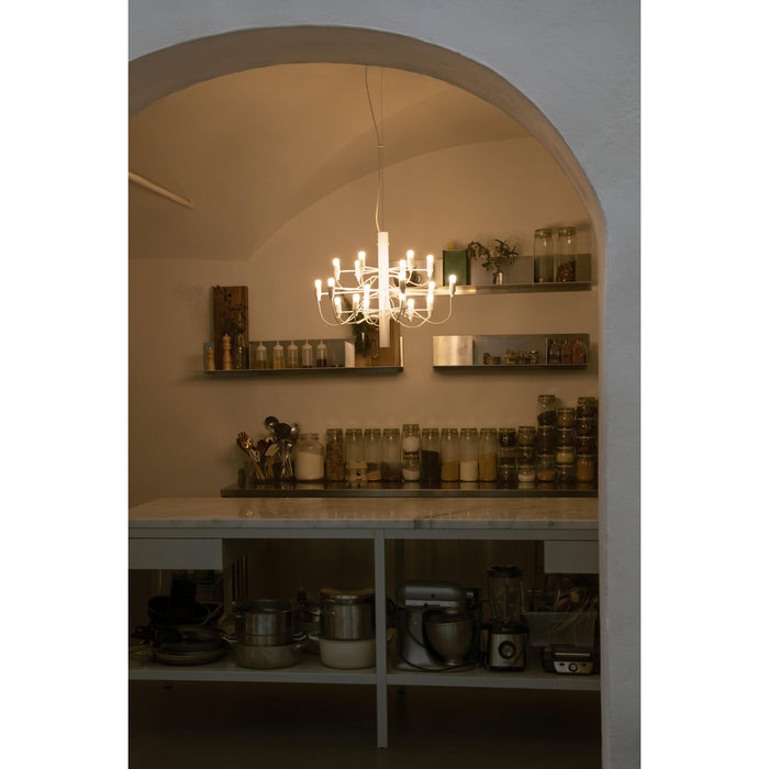 2097|18 by Gino Sarfatti kroonluchter Ø69 opaal messing