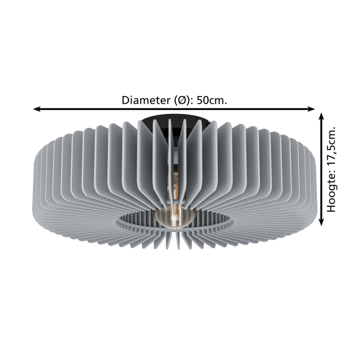 EGLO Palombaia Plafondlamp - E27 - Ø 50 cm - Grijs|Zwart - Hout|Staal