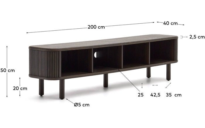 Kave Home Mailen Tv-meubel - B 200 cm - Donkerbruin
