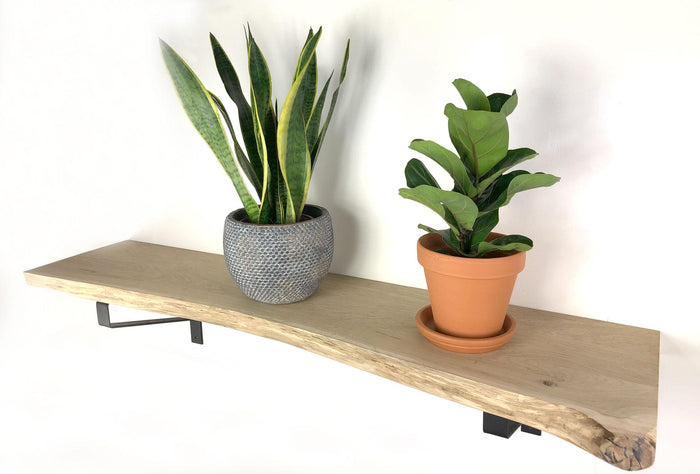 Woodbrothers Eiken wandplank massief boomstam 100x40cm + dragers