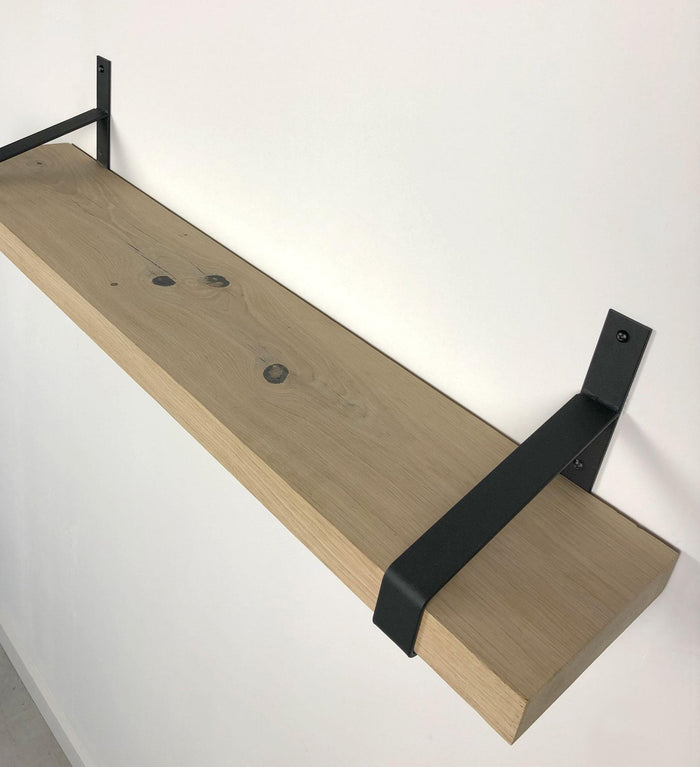 Woodbrothers Eiken wandplank massief recht 50x20cm + dragers